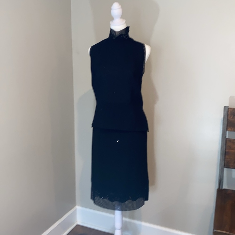 Designer Haneza Fashion Skirt and Sleeveless Blouse Cocktail Set in Black